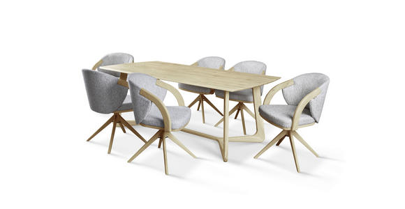 ARMLEHNSTUHL  Sitzfläche 360° drehbar Webstoff  Grau, Eichefarben  - Eichefarben/Grau, KONVENTIONELL, Holz/Textil (59/85/57cm) - Linea Natura