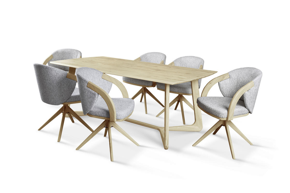 ARMLEHNSTUHL  Sitzfläche 360° drehbar Webstoff  Grau, Eichefarben  - Eichefarben/Grau, KONVENTIONELL, Holz/Textil (59/85/57cm) - Linea Natura