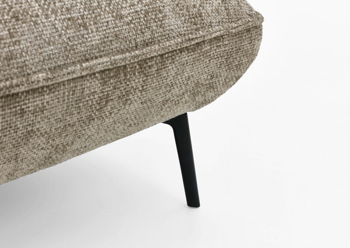 ECKSOFA in Flachgewebe Taupe  - Taupe/Schwarz, Design, Textil/Metall (339/153cm) - Moderano