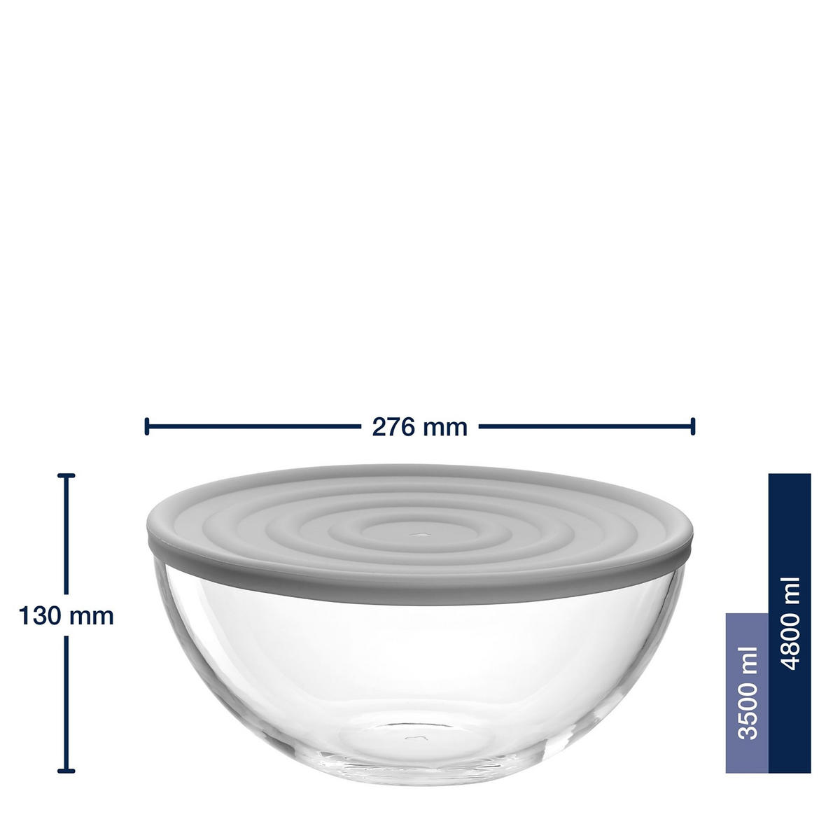 SCHÜSSEL CUCINA   - Transparent/Hellgrau, KONVENTIONELL, Glas/Kunststoff (27,6/13,00/27,6cm) - Leonardo