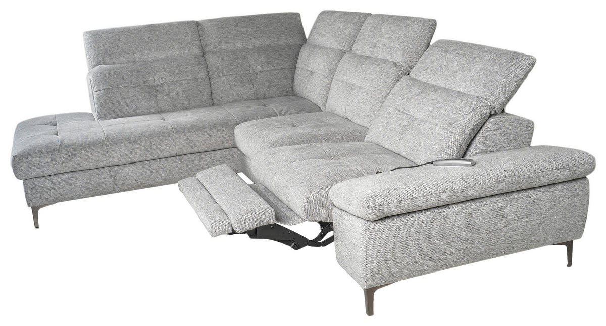 ECKSOFA Grau Webstoff  - Schwarz/Grau, KONVENTIONELL, Textil/Metall (225/288cm) - Carryhome