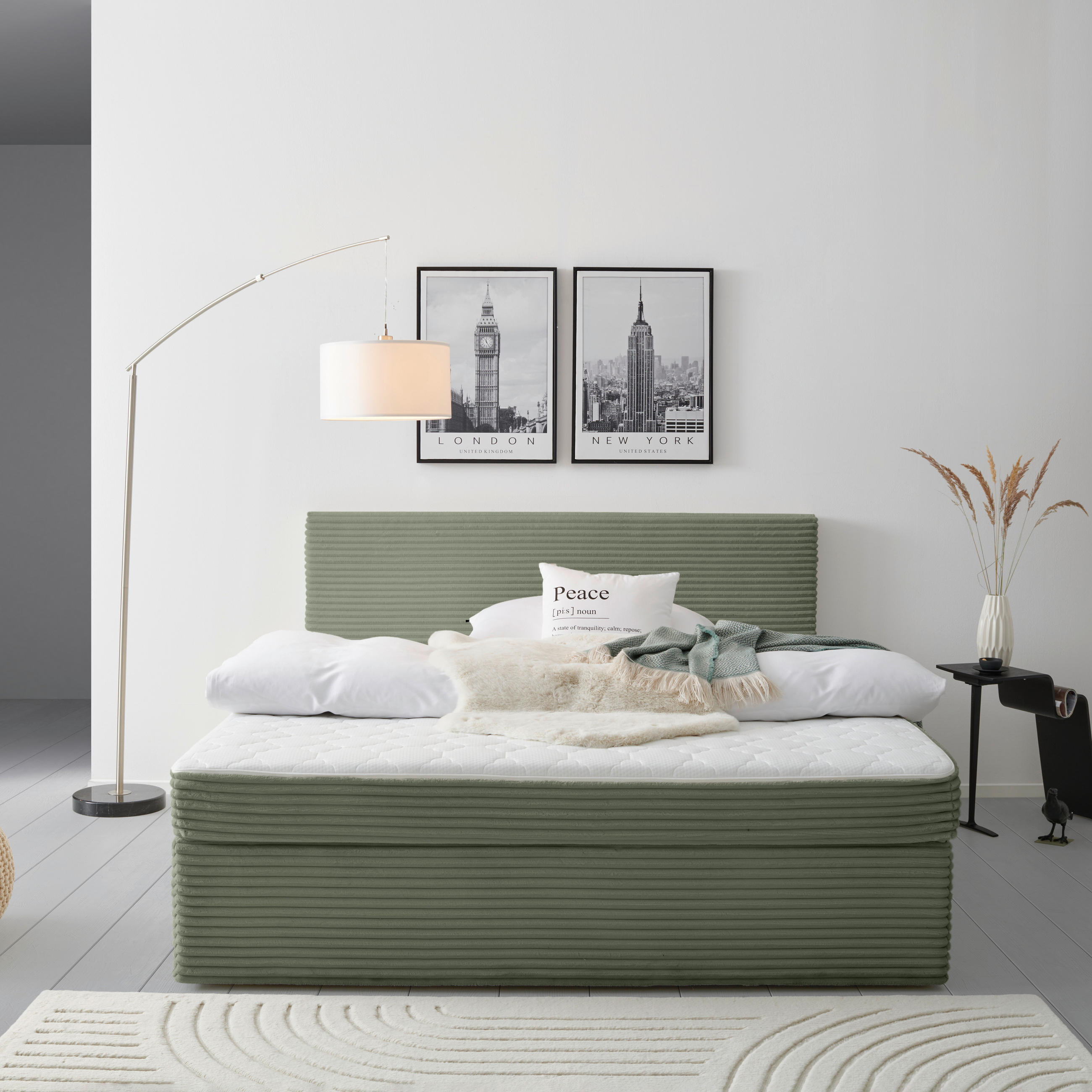 BOXBETT 200/200 cm,  in Grün,  - Grün, MODERN, Holz/Textil (200/200cm) - MID.YOU