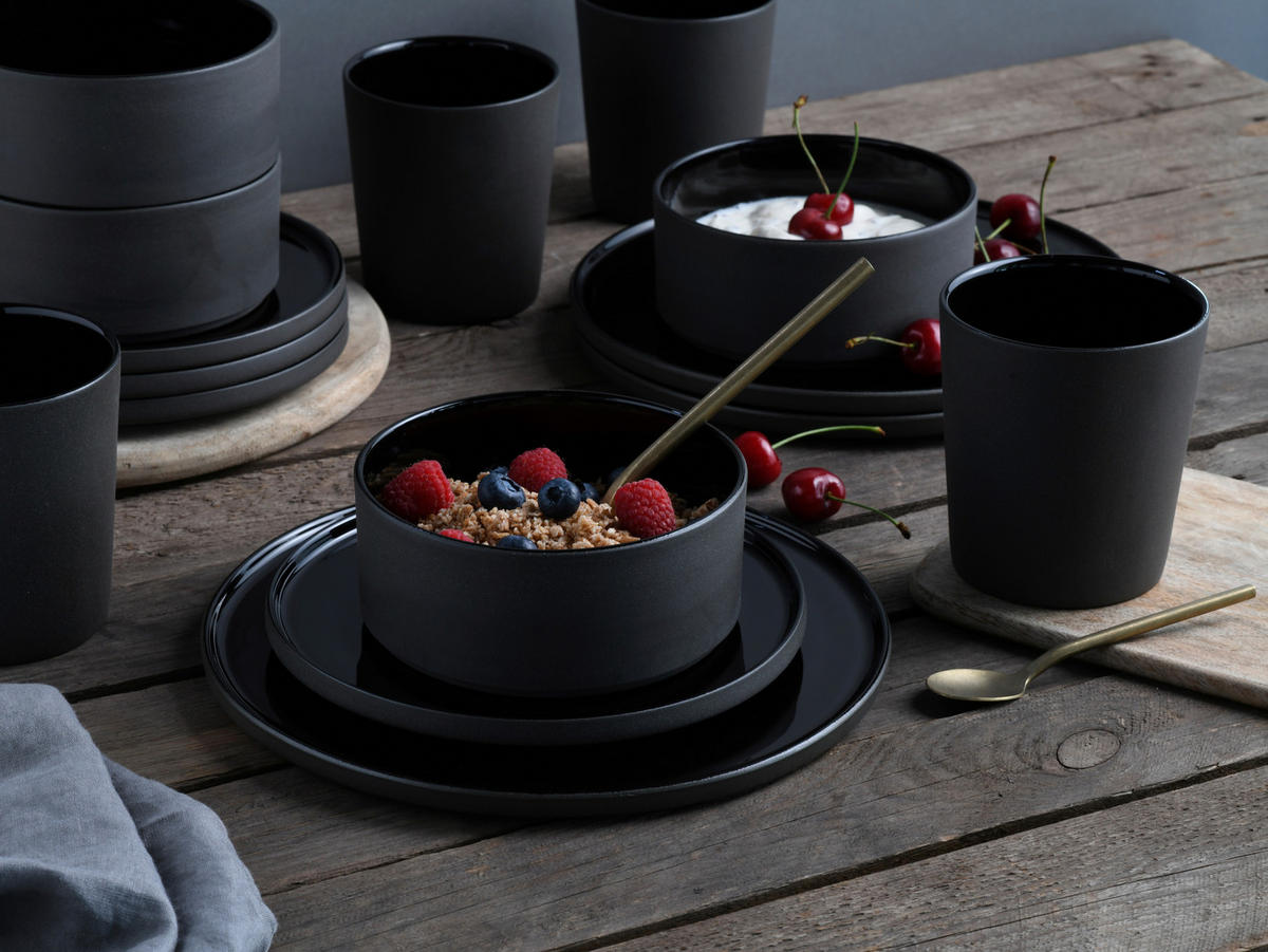 MÜSLISCHALENSET Futuro 4-teilig  - Schwarz, Basics, Keramik (14/14/6cm) - Creatable
