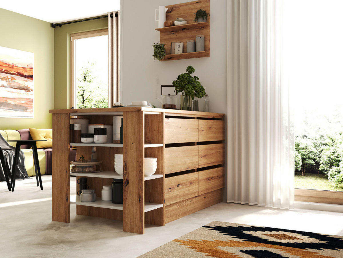 MODULKÖK 280-150 cm   i vit  - vit/skogsek, Design, metall/trämaterial (280-150cm) - Respekta