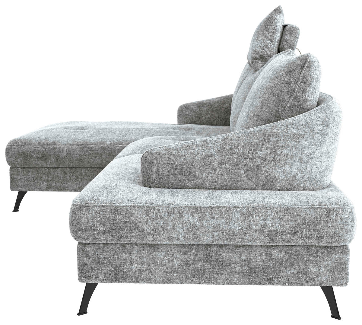 ECKSOFA in Webstoff Grau  - Schwarz/Grau, Konventionell, Textil/Metall (183/293cm) - Carryhome