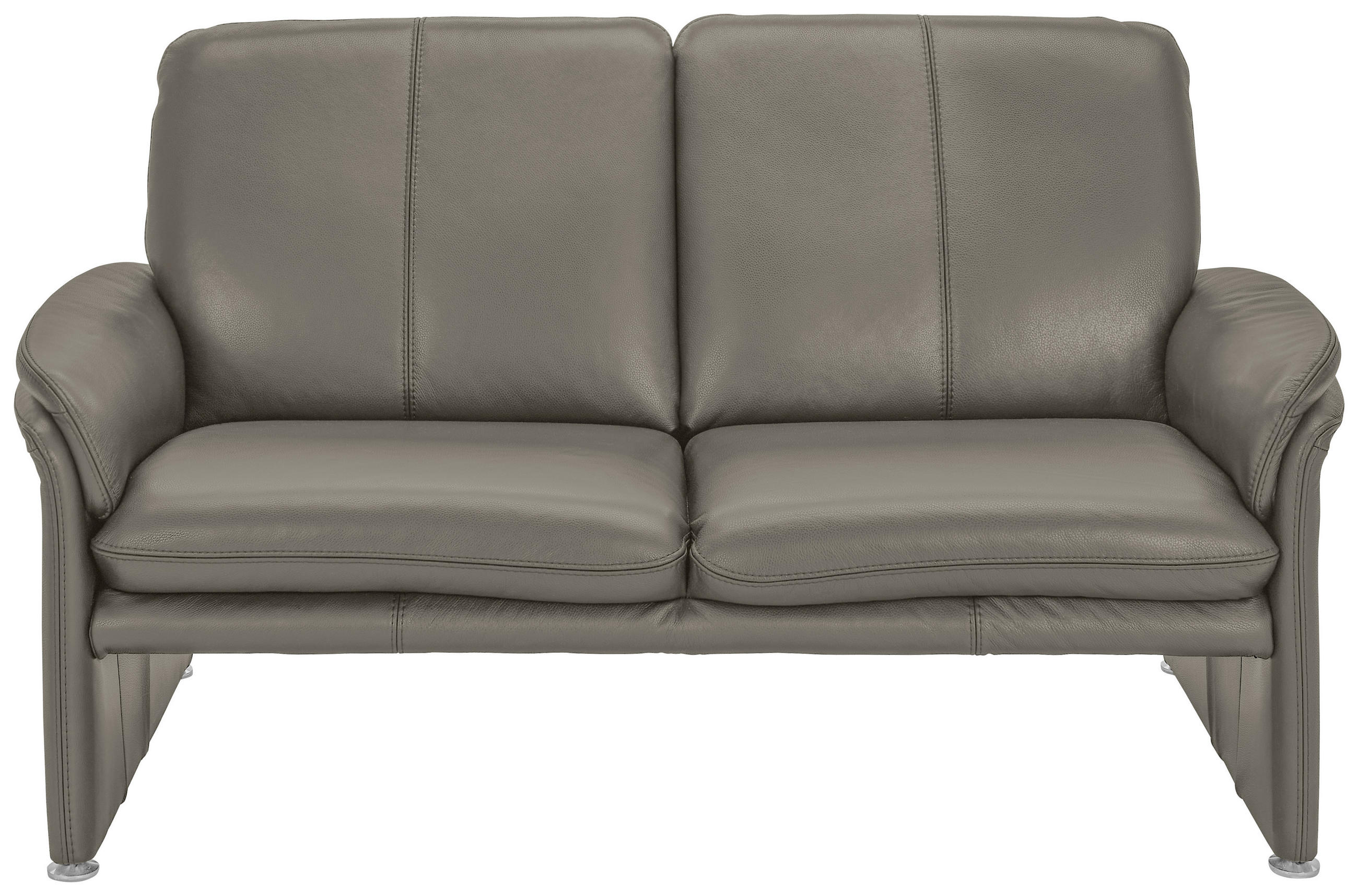 2,5-SITZER Grau Echtleder  - Chromfarben/Grau, KONVENTIONELL, Leder/Metall (186/90/86cm) - Celina Home