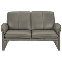 2,5-SITZER Grau Echtleder  - Chromfarben/Grau, KONVENTIONELL, Leder/Metall (186/90/86cm) - Celina Home