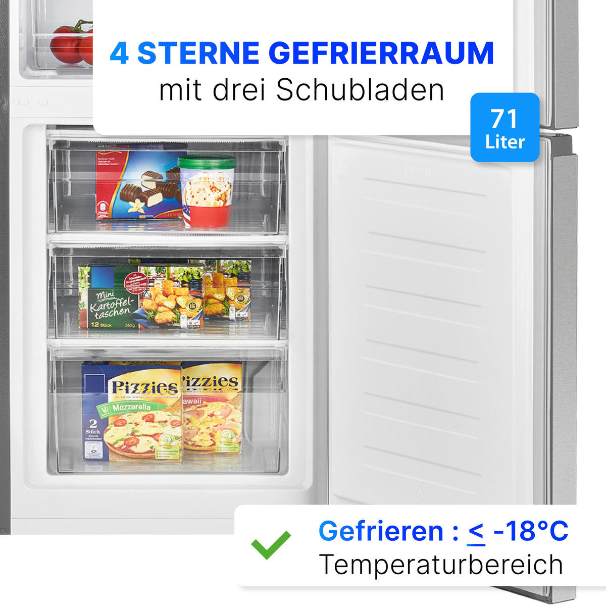 KÜHL-GEFRIER-KOMBINATION 773 539  - Edelstahlfarben, Basics (49,5/143/56,2cm) - Bomann