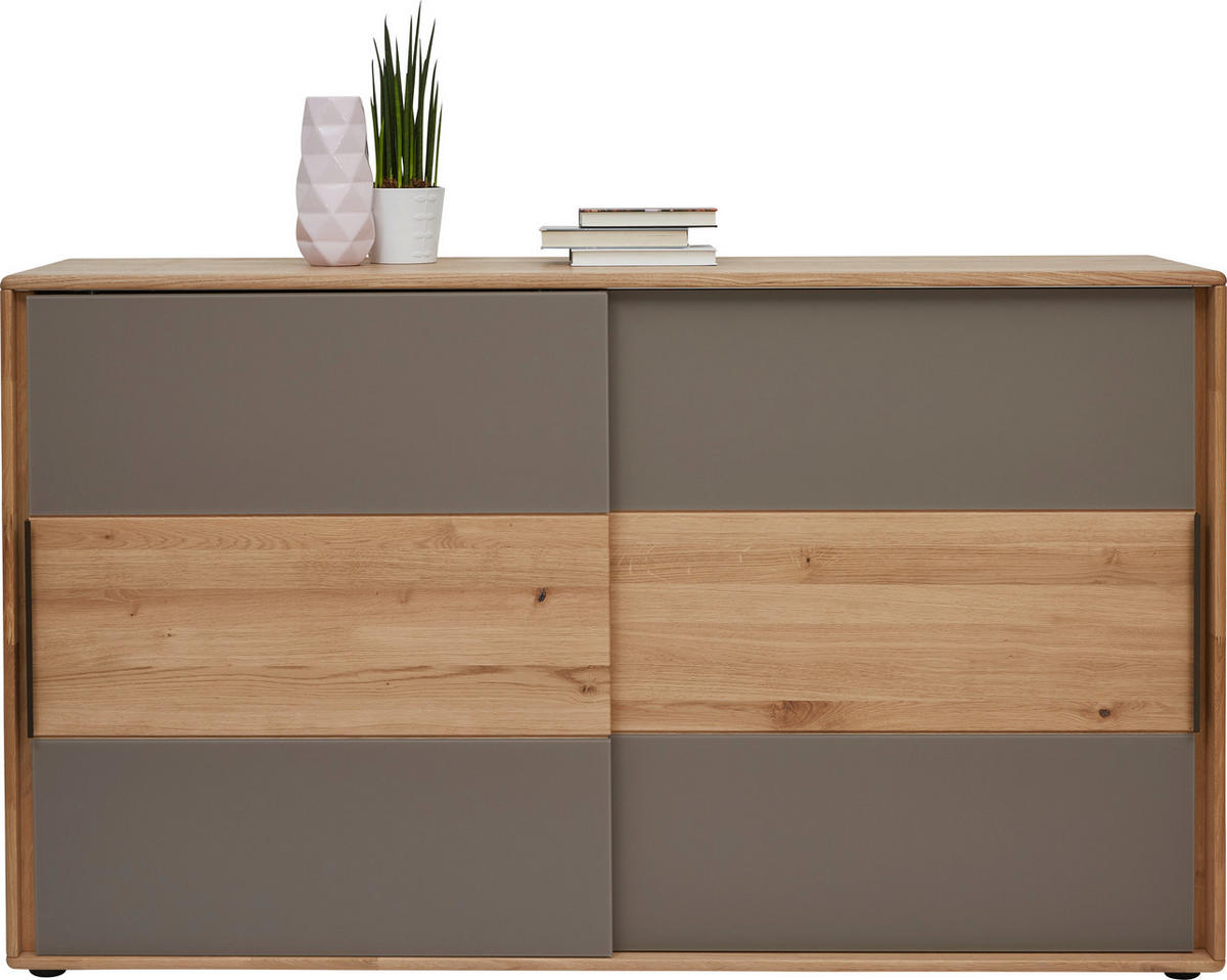 KOMMODE , 164/95,8/44,2 cm,  - Taupe/Eichefarben, Design, Glas/Holz (164/95,8/44,2cm) - Valnatura