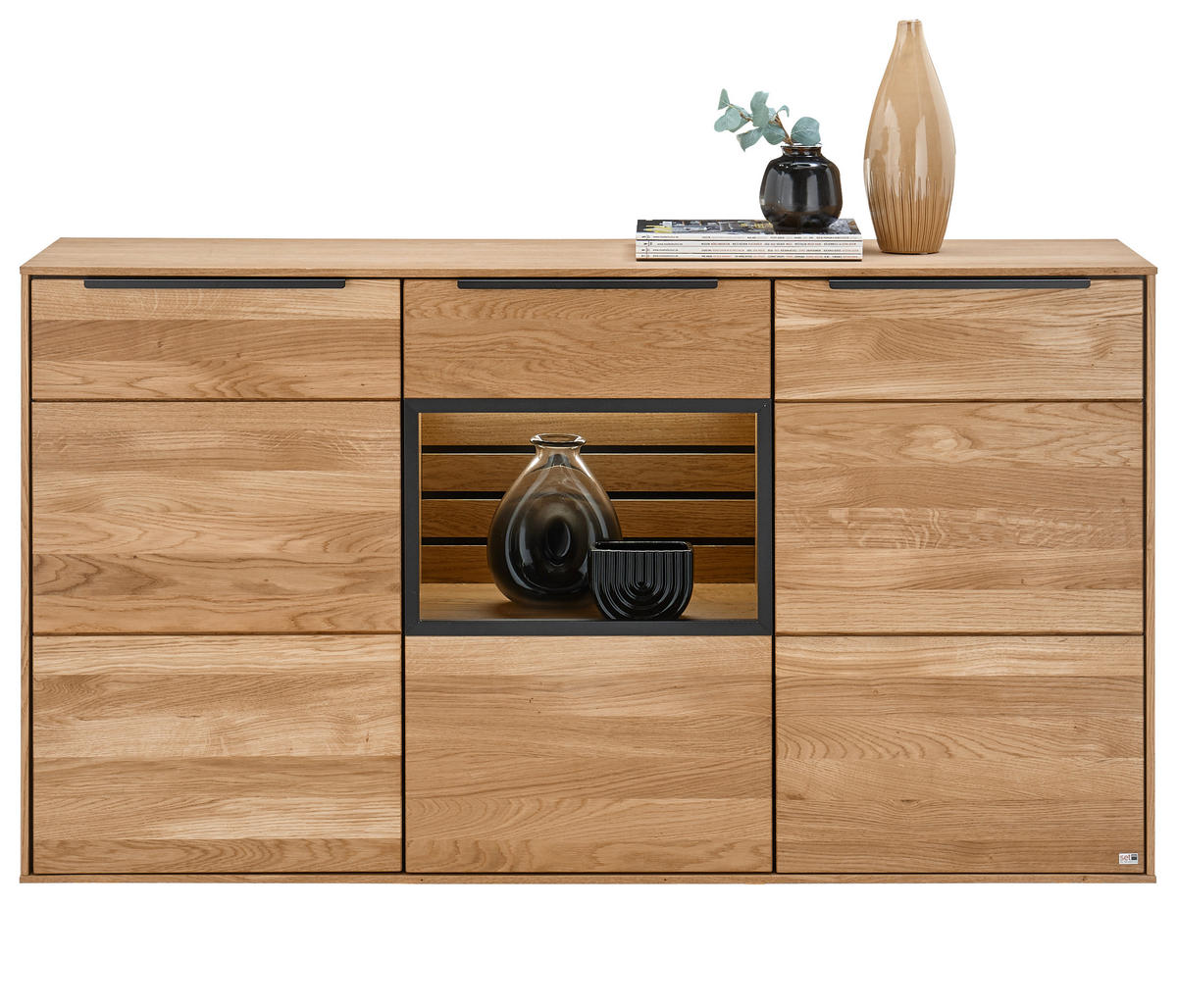 SIDEBOARD  in 150/80/40 cm  - Eichefarben/Schwarz, Trend, Glas/Holz (150/80/40cm) - SetOne by Musterring