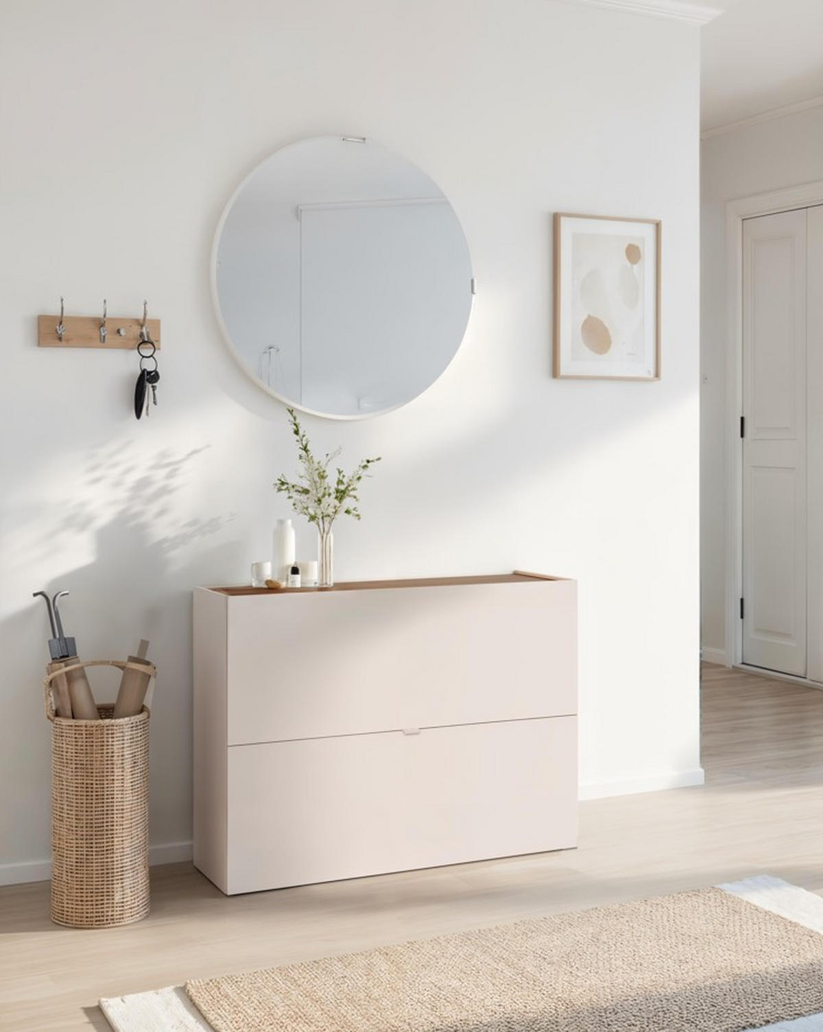 SCHUHKIPPER  in 104/77/29 cm  - Kaschmir/Eichefarben, Design, Holzwerkstoff/Metall (104/77/29cm) - MID.YOU