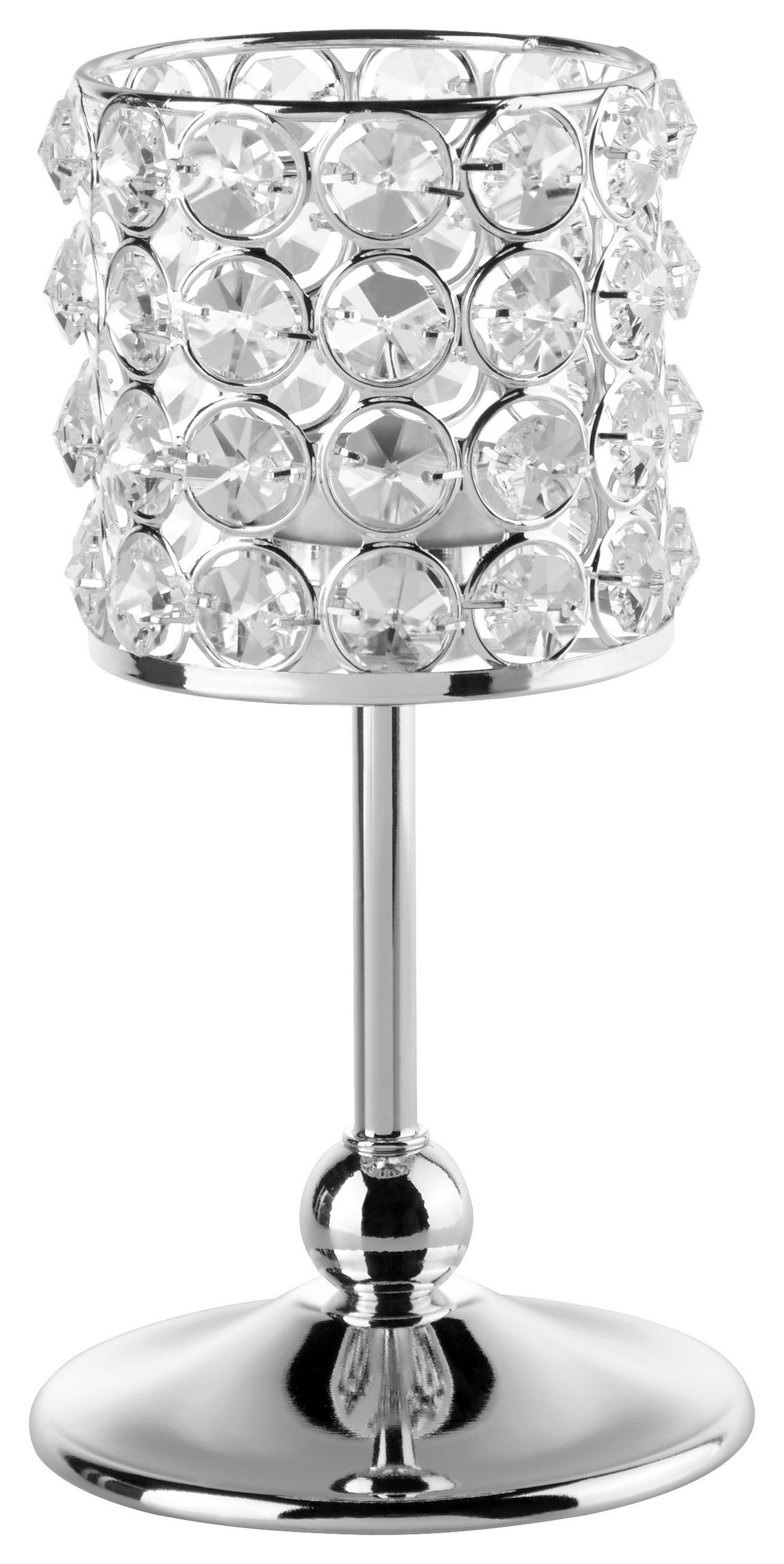 SVÍCEN NA ČAJOVOU SVÍČKU kov, sklo - barvy stříbra, Basics, kov/sklo (10/20cm) - Ambia Home