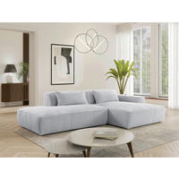 ECKSOFA BILLUND Hellgrau Cord Nierenkissen  - Hellgrau/Schwarz, KONVENTIONELL, Kunststoff/Textil (294/165cm) - Livetastic