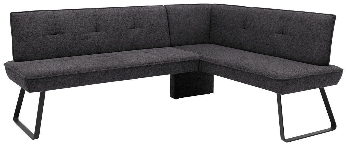 ECKBANK 227/134 cm  in Anthrazit, Schwarz  - Anthrazit/Schwarz, Design, Textil/Metall (227/134cm) - Dieter Knoll