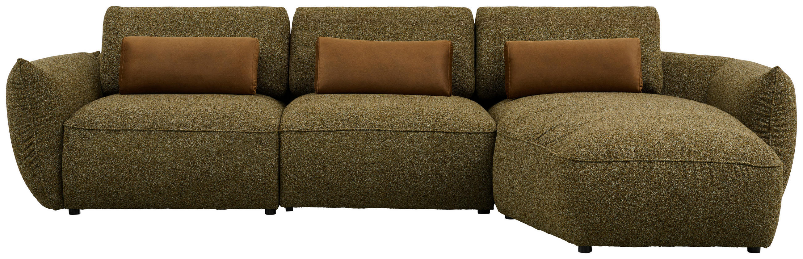 ECKSOFA in Chenille Grün  340/190 cm  - Schwarz/Braun, Design, Kunststoff/Textil (340/190cm) - Emilio Belluti