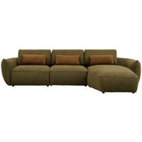 ECKSOFA in Chenille Grün  340/190 cm  - Schwarz/Braun, Design, Kunststoff/Textil (340/190cm) - Emilio Belluti