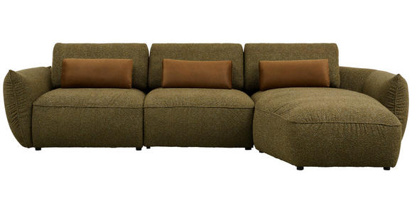 ECKSOFA  in Chenille Dunkelgrün  340/190 cm  - Dunkelgrün/Schwarz, Design, Kunststoff/Textil (340/190cm) - Belluti
