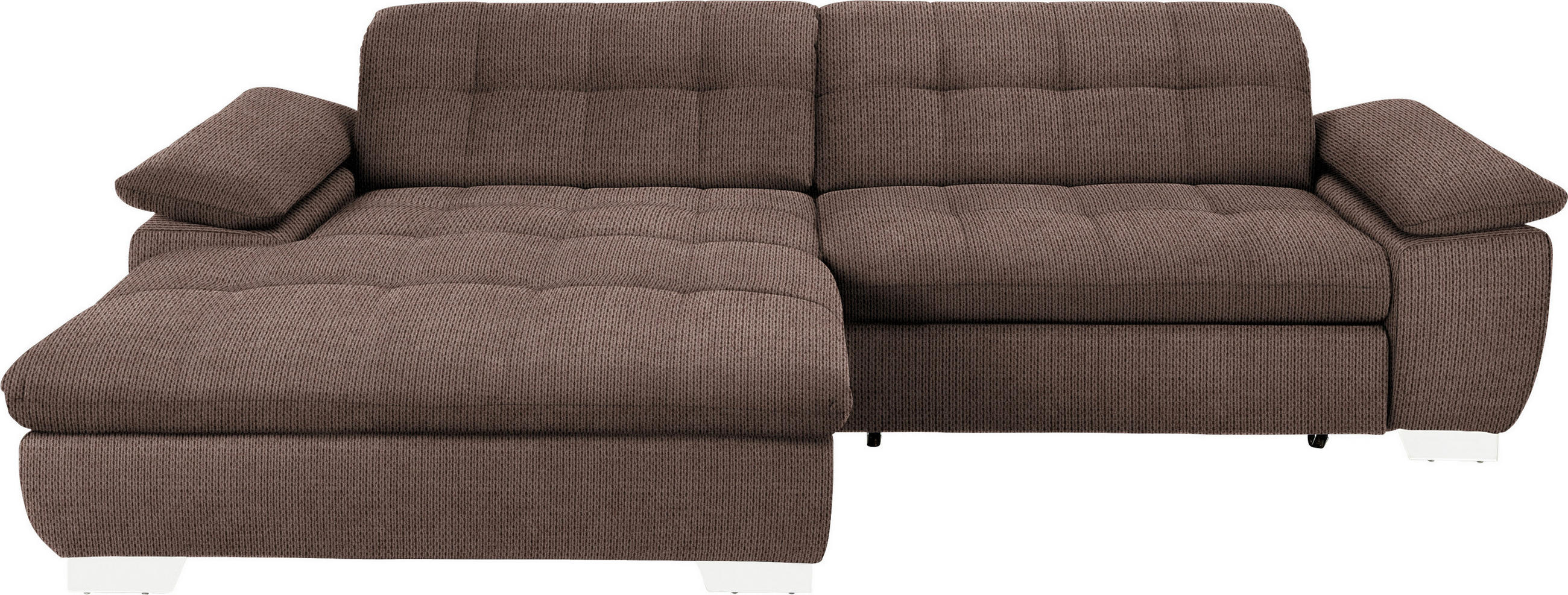 ECKSOFA in Mikrofaser Hellbraun  - Chromfarben/Hellbraun, Design, Textil/Metall (180/265cm) - Carryhome