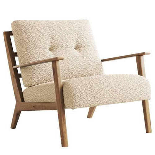SESSEL Bouclé Eichefarben, Beige    - Eichefarben/Beige, Natur, Holz/Textil (75/71/80cm) - home24