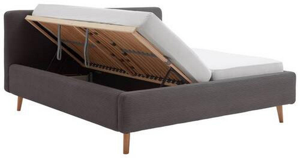 POLSTERBETT 140/200 cm  in Grau  - Naturfarben/Grau, Modern, Holz/Textil (140/200cm) - home24