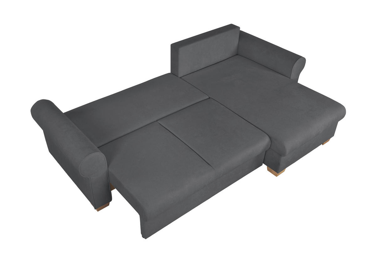 ECKSOFA Arles Dunkelgrau  - Dunkelgrau/Buchefarben, Design, Holz/Textil (266/161cm) - MID.YOU