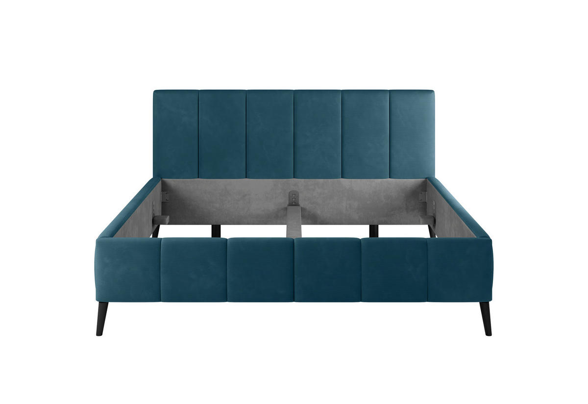 POLSTERBETT 180/200 cm  in Blau  - Blau/Schwarz, Trend, Holz/Textil (180/200cm) - home24
