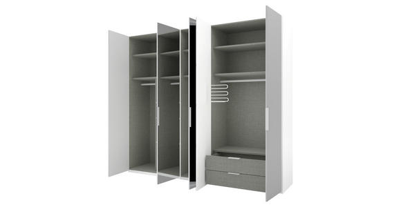 DREHTÜRENSCHRANK  in Grau, Weiß  - Alufarben/Weiß, KONVENTIONELL, Glas/Holzwerkstoff (250/223/62cm) - Novel