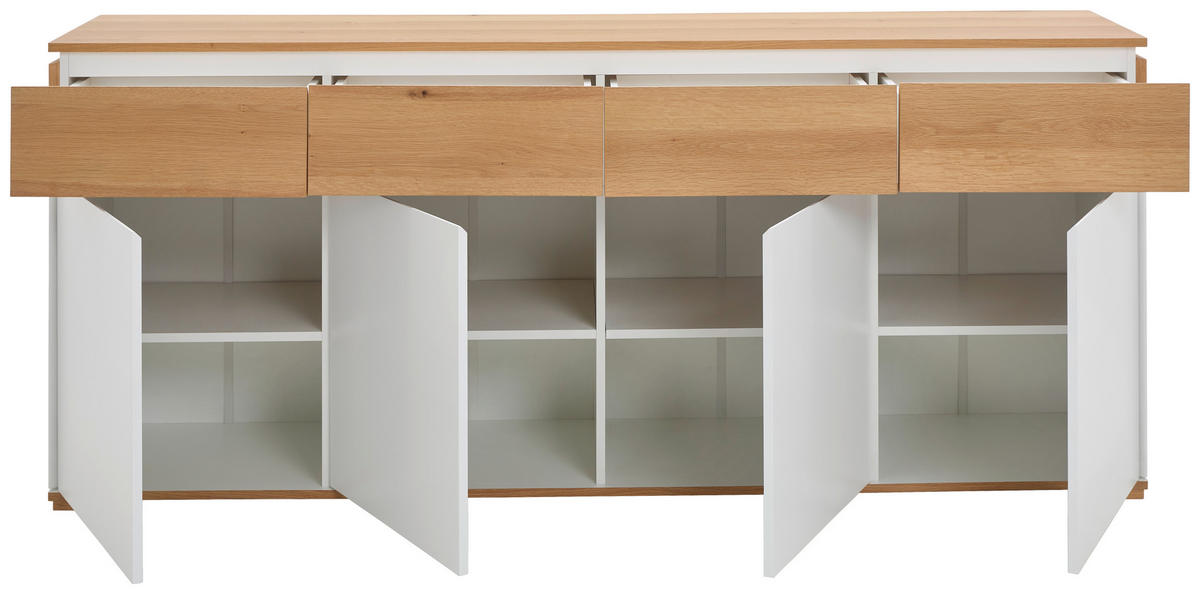 SIDEBOARD 190/80/40 cm  - Eichefarben/Weiß, KONVENTIONELL, Holz/Holzwerkstoff (190/80/40cm) - Novel
