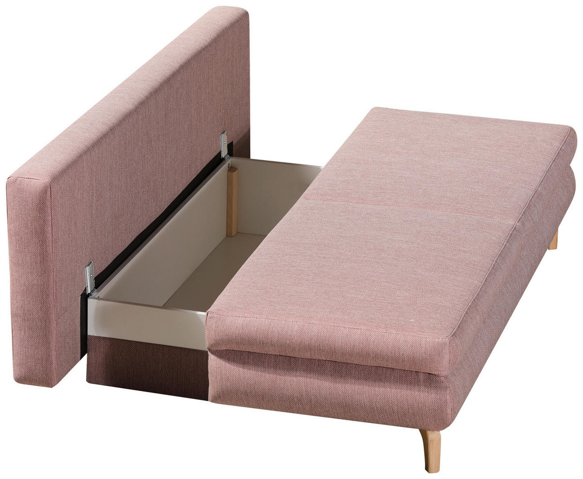 SCHLAFSOFA in Flachgewebe Rosa  - Eichefarben/Dunkelrosa, Design, Holz/Textil (200/91/92cm) - Novel