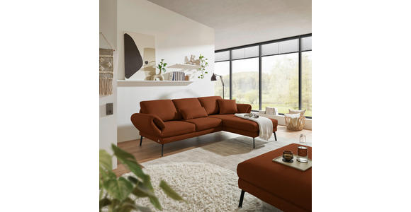 ECKSOFA  in Flachgewebe Kupferfarben  255-365/175-224 cm  - Schwarz/Kupferfarben, Design, Textil/Metall (255-365/175-224cm) - Dieter Knoll