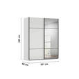 SCHWEBETÜRENSCHRANK 201/223/68 cm 2-türig Grau, Weiß  - Schwarz/Weiß, KONVENTIONELL, Glas/Holzwerkstoff (201/223/68cm) - Novel