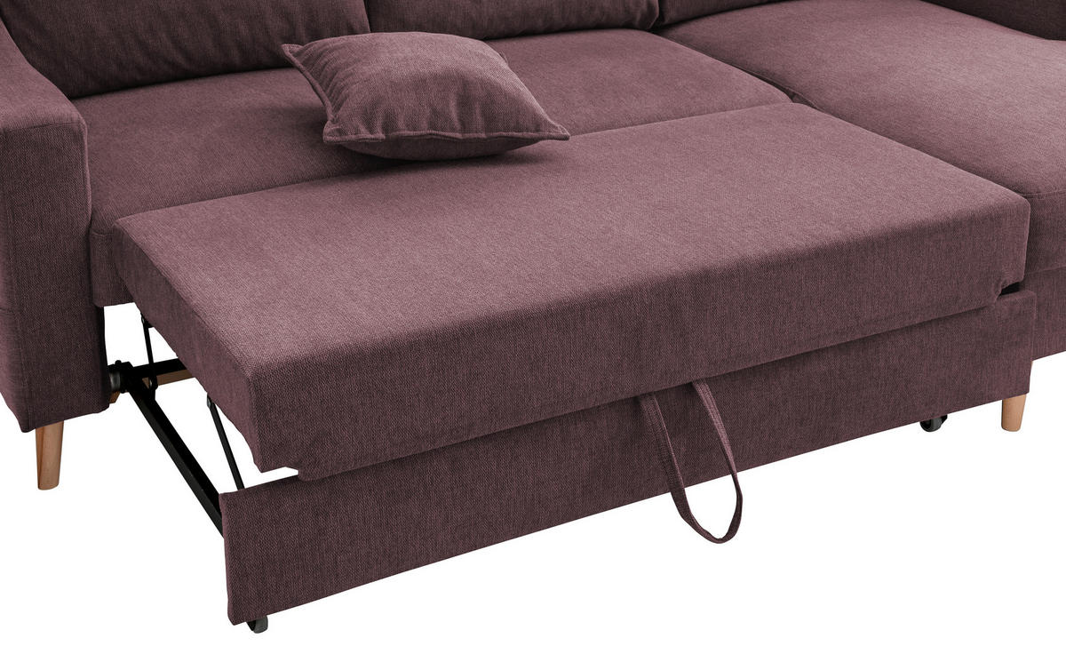 ECKSOFA in Struktur Bordeaux  - Bordeaux/Naturfarben, Konventionell, Holz/Textil (228/150cm) - P & B