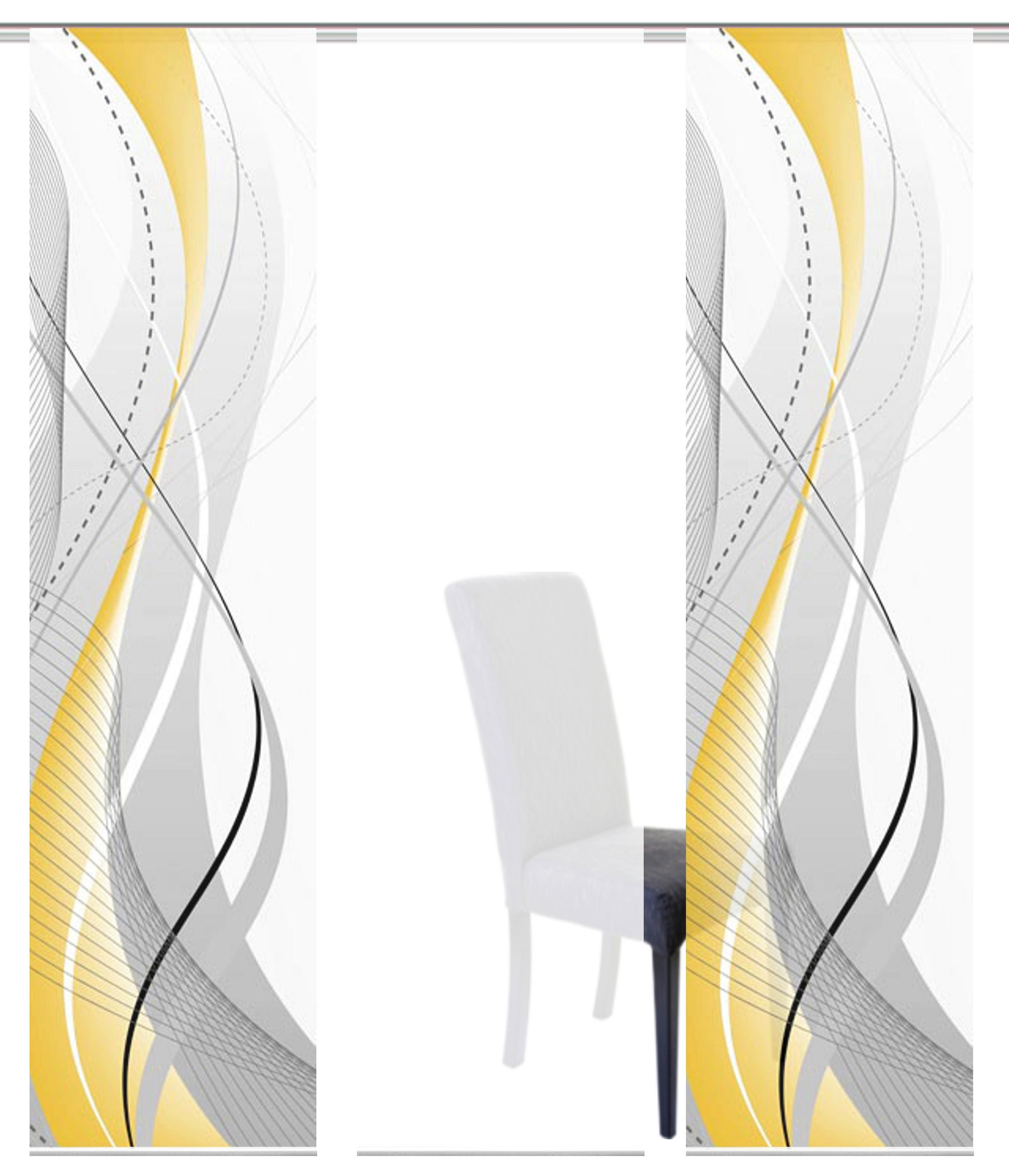 FLÄCHENVORHANG  3 Stück  halbtransparent   60/245 cm  - Gelb/Hellgelb, Design, Textil (60/245cm)