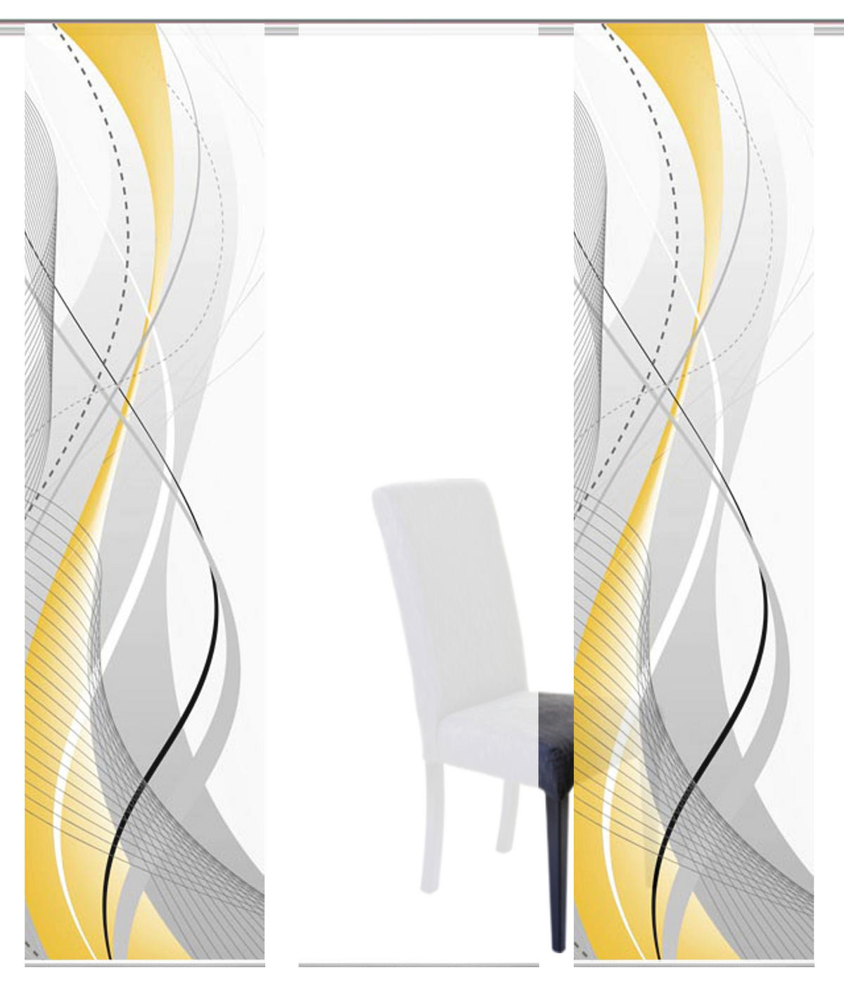 FLÄCHENVORHANG  3 Stück  halbtransparent   60/245 cm  - Gelb/Hellgelb, Design, Textil (60/245cm)