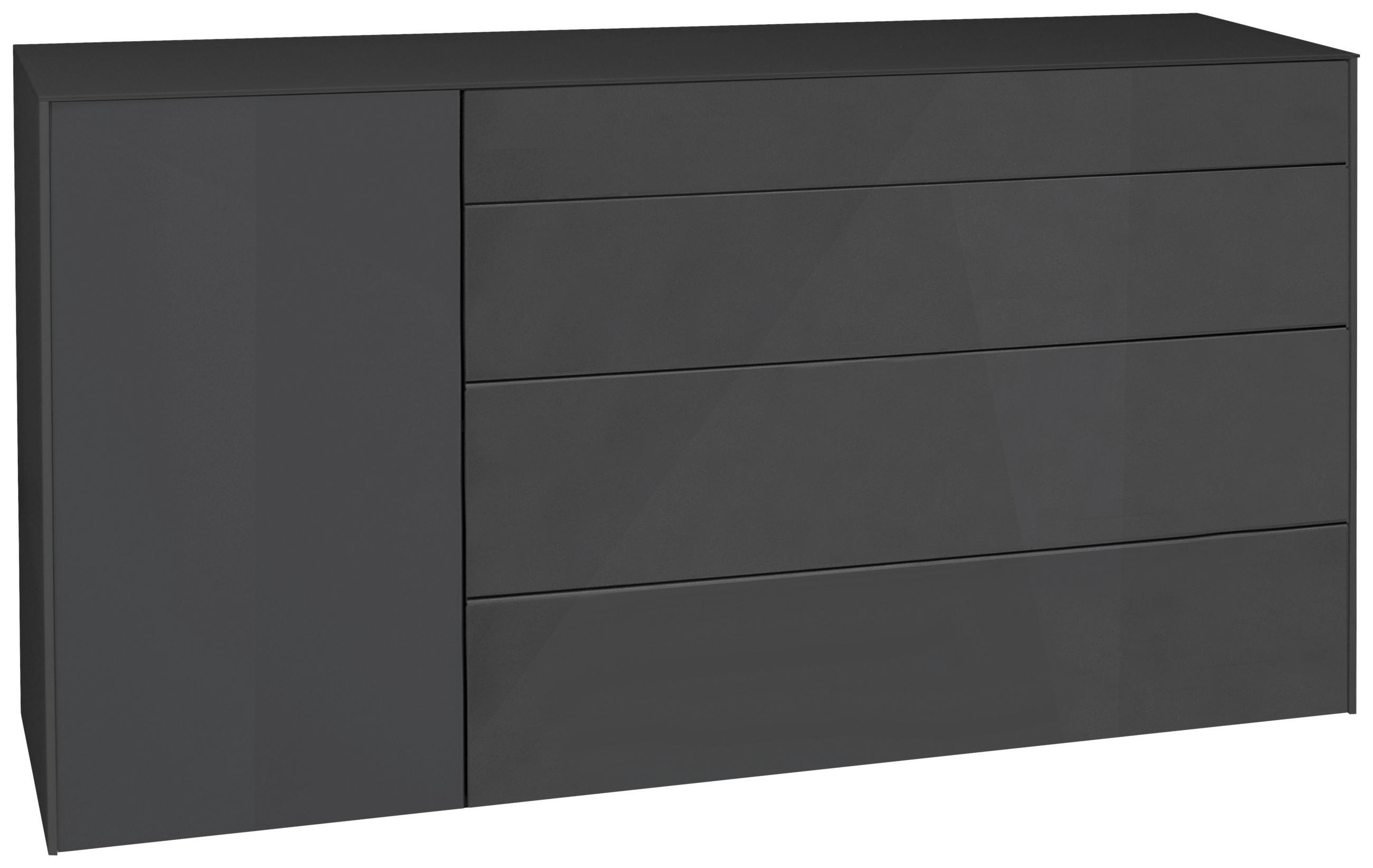 SIDEBOARD Imola 169/89/42 cm 2 Schublade(n)  - Anthrazit/Schwarz, Design, Glas/Holzwerkstoff (169/89/42cm) - Novel