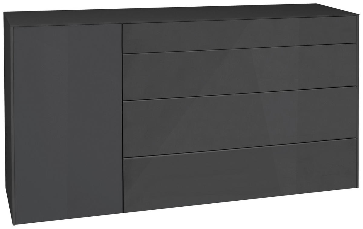 SIDEBOARD Imola 169/89/42 cm 2 Schublade(n)  - Anthrazit/Schwarz, Design, Glas/Holzwerkstoff (169/89/42cm) - Novel