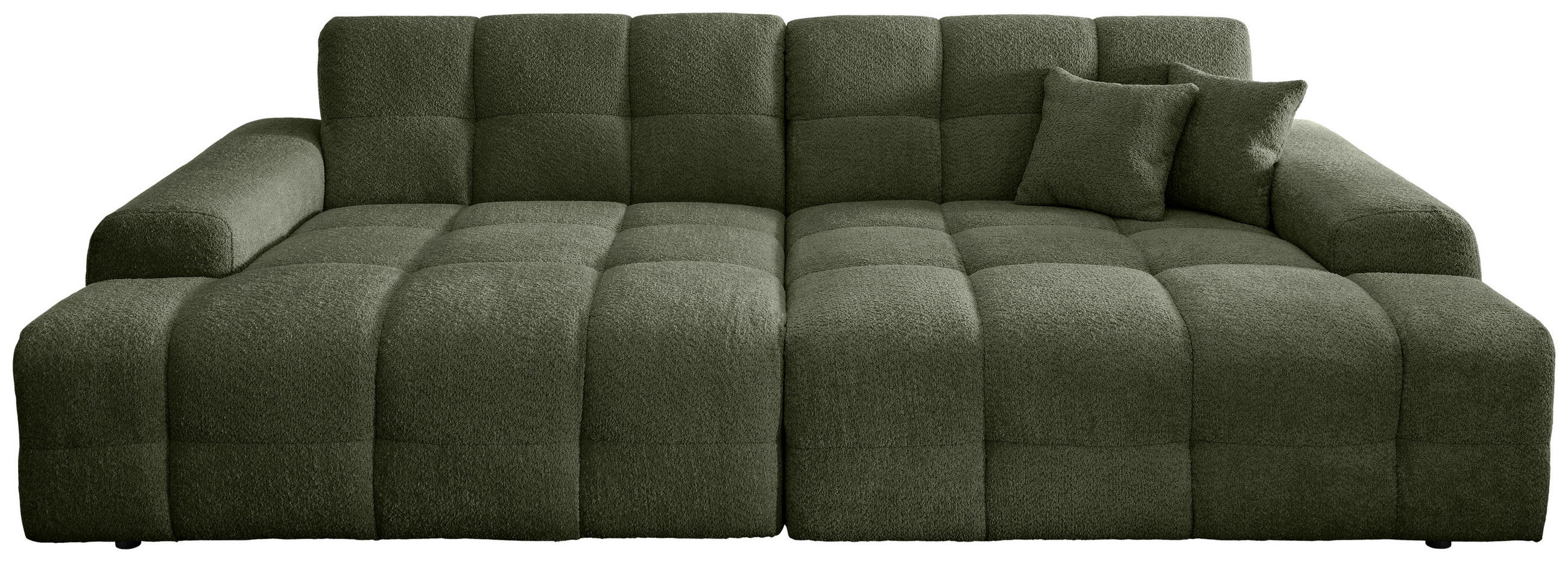 BIGSOFA in Bouclé Waldgrün  - Waldgrün/Schwarz, MODERN, Kunststoff/Textil (304/87/155cm) - Livetastic