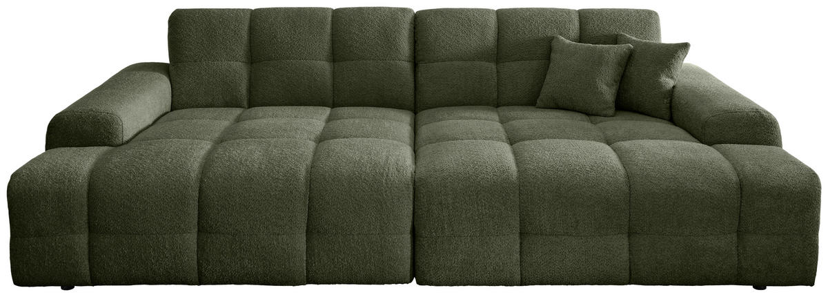BIGSOFA in Bouclé Waldgrün  - Waldgrün/Schwarz, MODERN, Kunststoff/Textil (304/87/155cm) - Livetastic