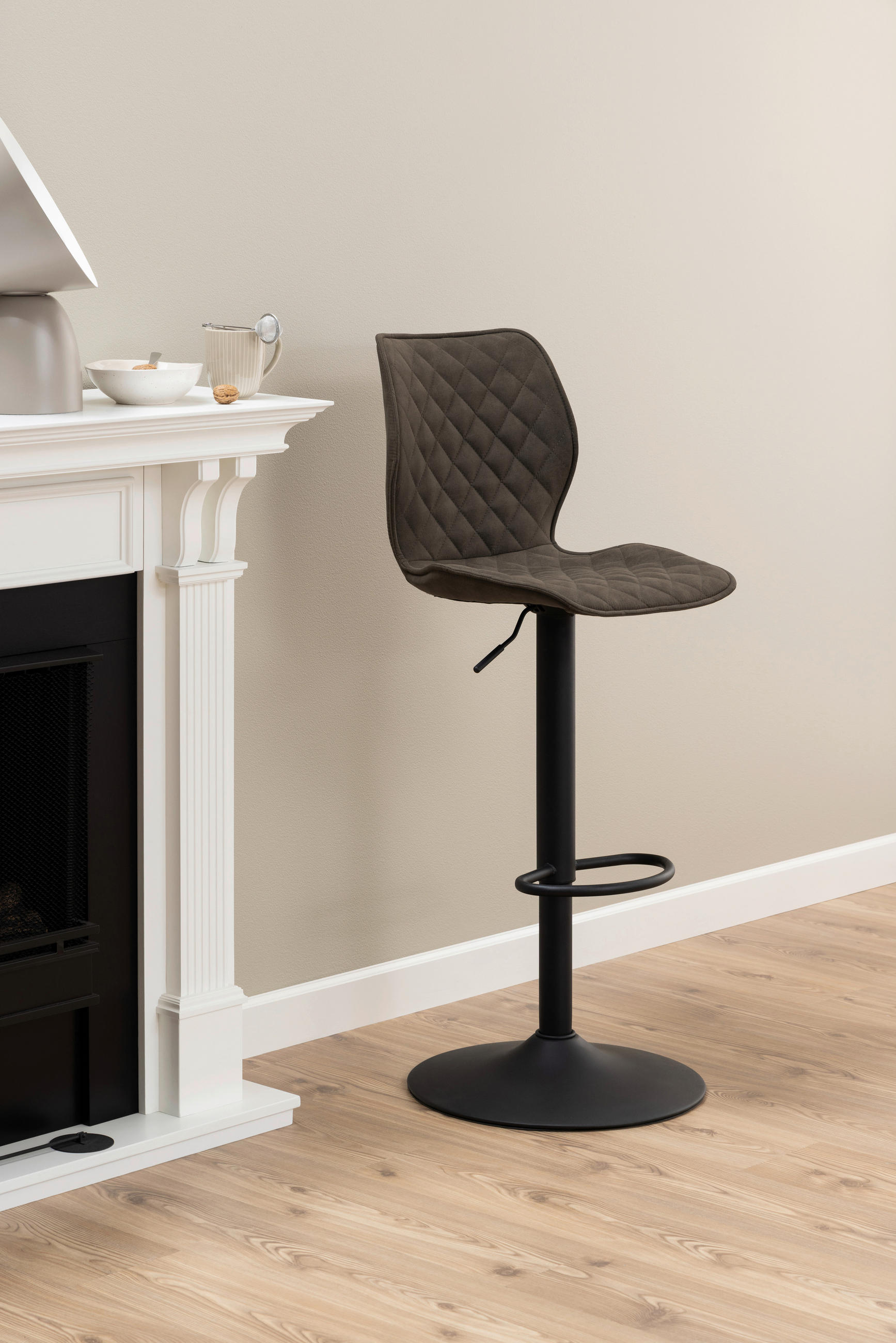 TABURET DE BAR in textil antracit  - antracit/negru, Modern, metal/textil (45,5/116/50,5cm) - MID.YOU