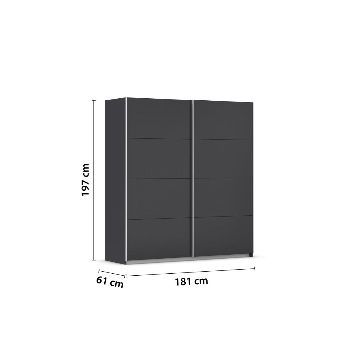 SCHWEBETÜRENSCHRANK  in Graphitfarben  - Alufarben/Graphitfarben, MODERN, Holzwerkstoff/Metall (181/197/61cm) - Rauch Möbel