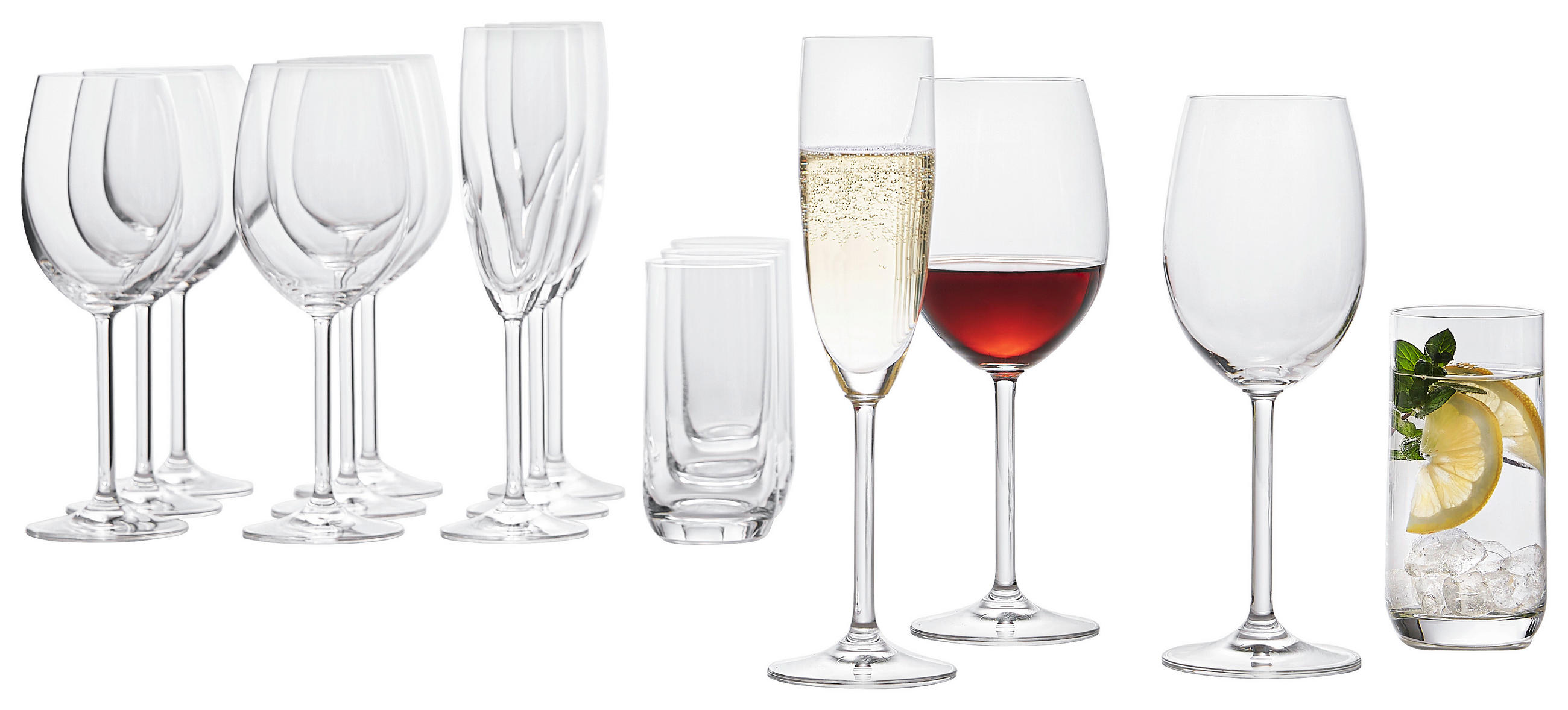 GLÄSERSET Daily  16-teilig  - Klar, KONVENTIONELL, Glas (36,2/25,8/31,3cm) - Leonardo