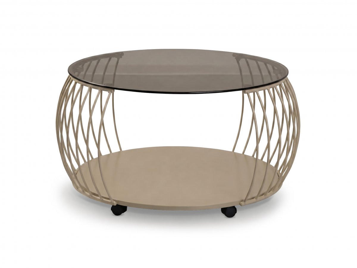 COUCHTISCH Sicherheitsglas 80/80/46 cm rund Creme  - Creme, Design, Glas/Holzwerkstoff (80/80/46cm) - Xora