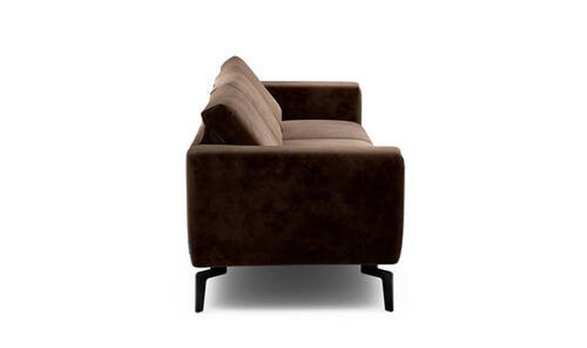 3-SITZER-SOFA in Samt Braun  - Schwarz/Braun, Design, Textil/Metall (250/86/86-94cm) - SENSOO