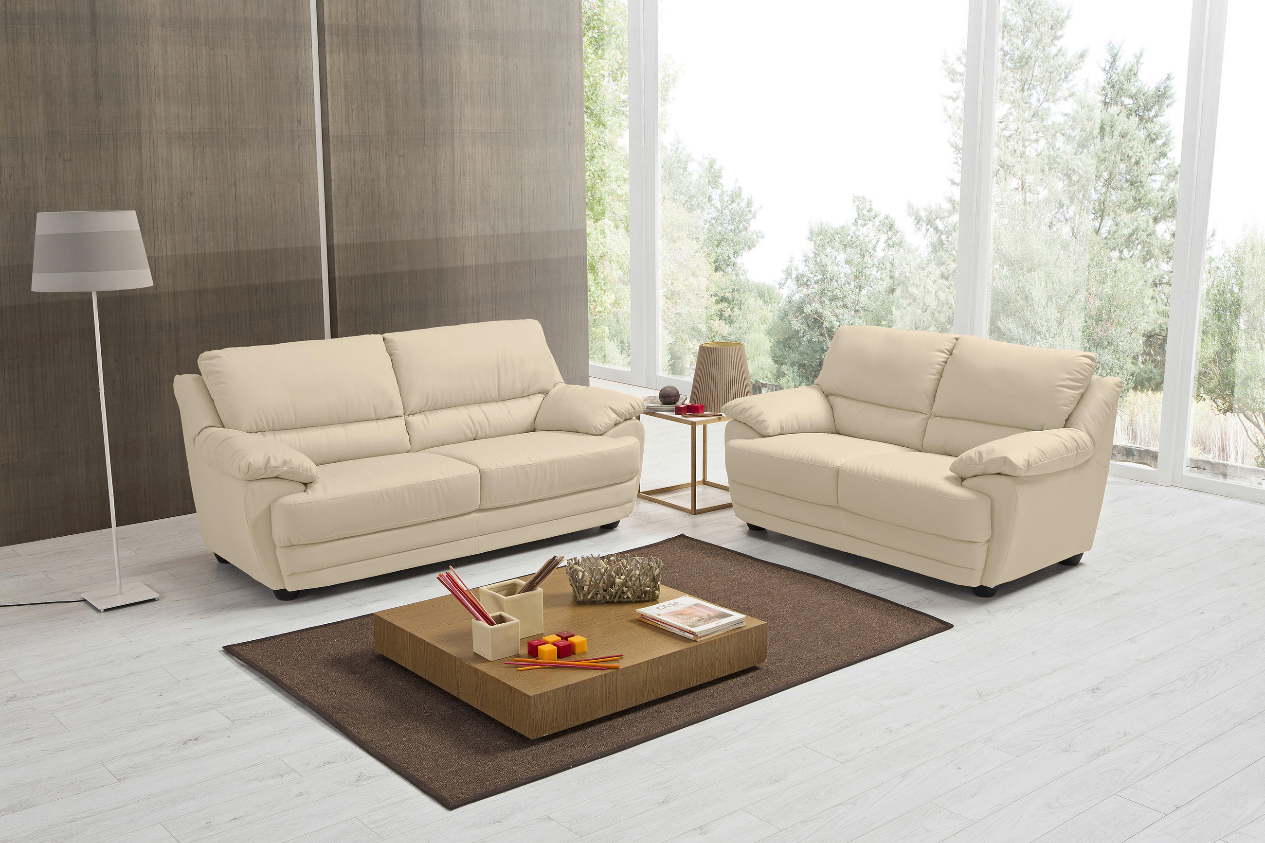 2-SITZER-SOFA in Lederlook Beige  - Beige, Design, Kunststoff/Textil (209/97/100cm) - Livetastic
