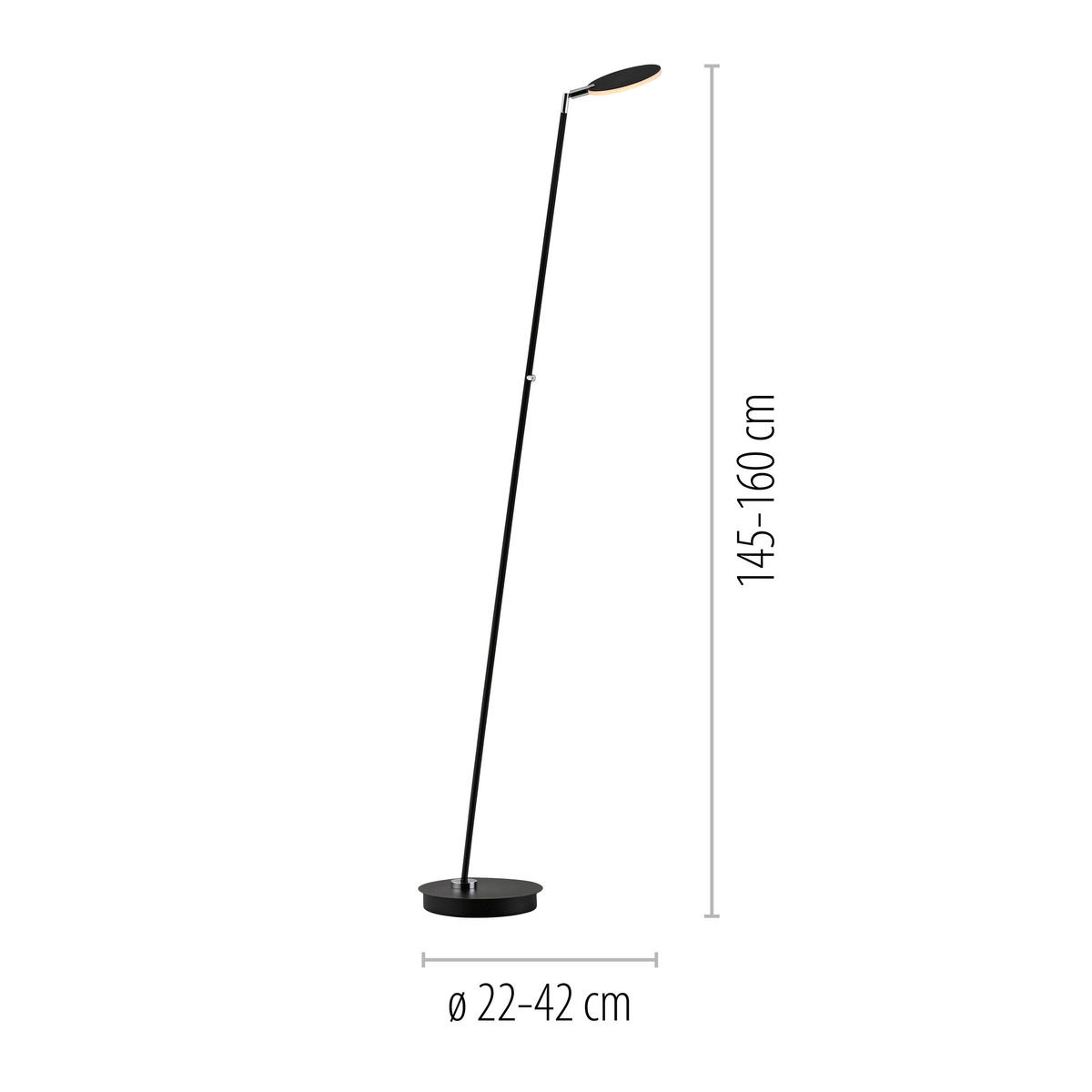 AKKU-STEHLEUCHTE Bente 42/42/160 cm  - Schwarz, Design, Kunststoff/Metall (42/42/160cm)