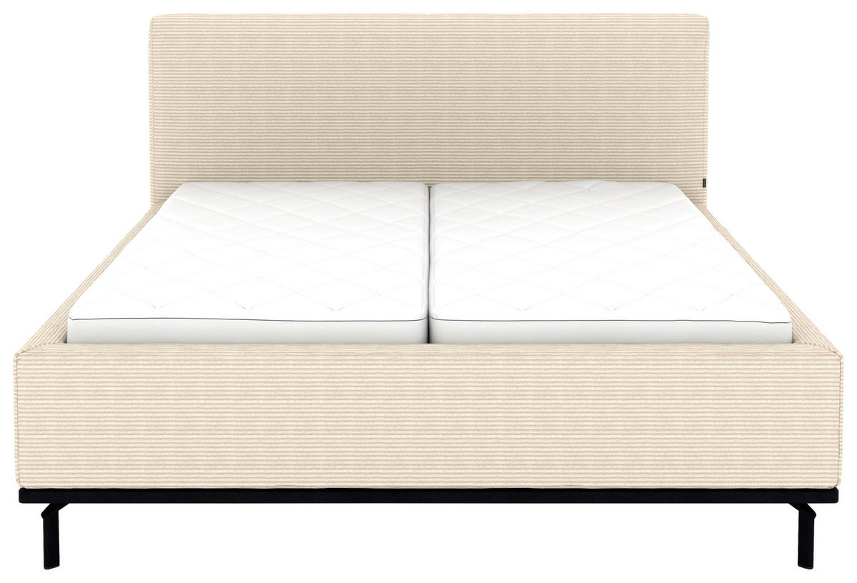 POLSTERBETT Matratze, Lattenrost, Bettkasten 180/200 cm  in Creme  - Creme/Graphitfarben, Design, Holz/Textil (180/200cm) - Musterring