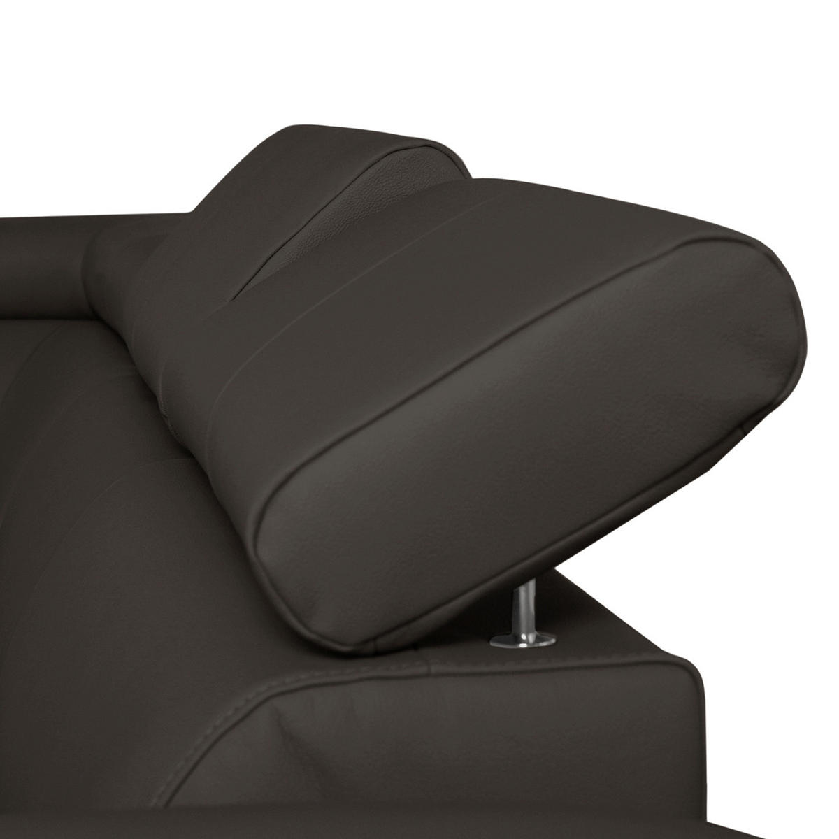 ECKSOFA Dunkelbraun Echtleder Lederlook  - Chromfarben/Dunkelbraun, Design, Leder/Textil (208/248cm) - Livetastic