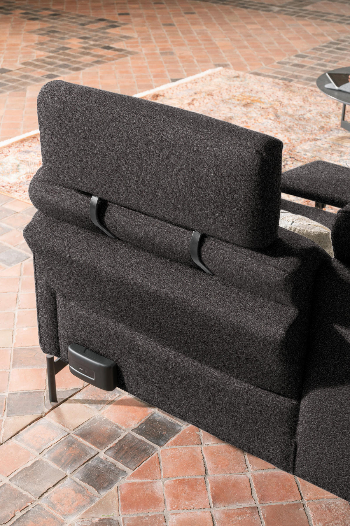 ECKSOFA in Flachgewebe, Struktur Graubraun  - Anthrazit/Graubraun, Design, Textil/Metall (230/254cm) - Johann Jakob