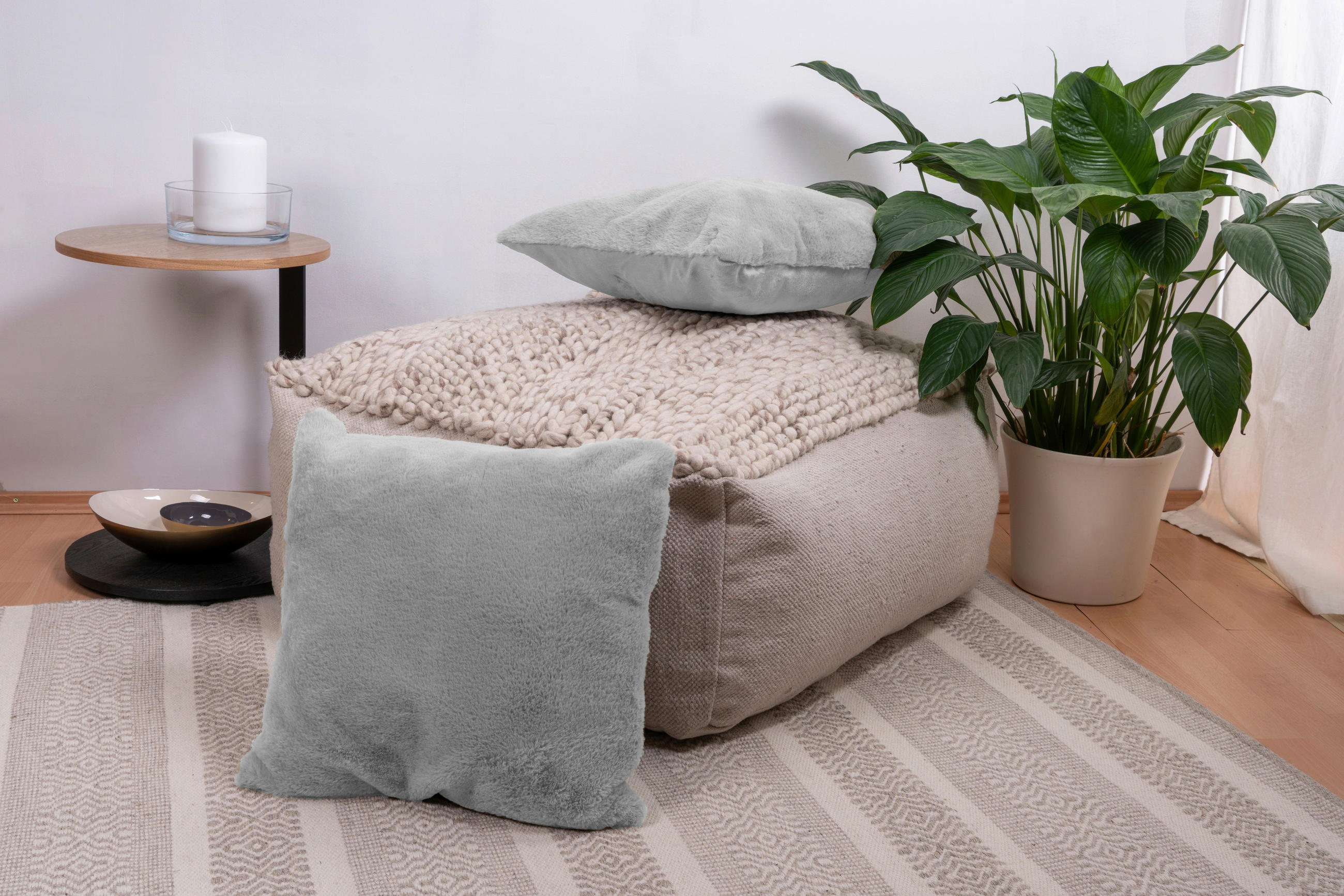 SADA DEKORAČNÍCH POLŠTÁŘŮ 45/45 cm - šedomodrá, Konvenční, textil (45/45cm)