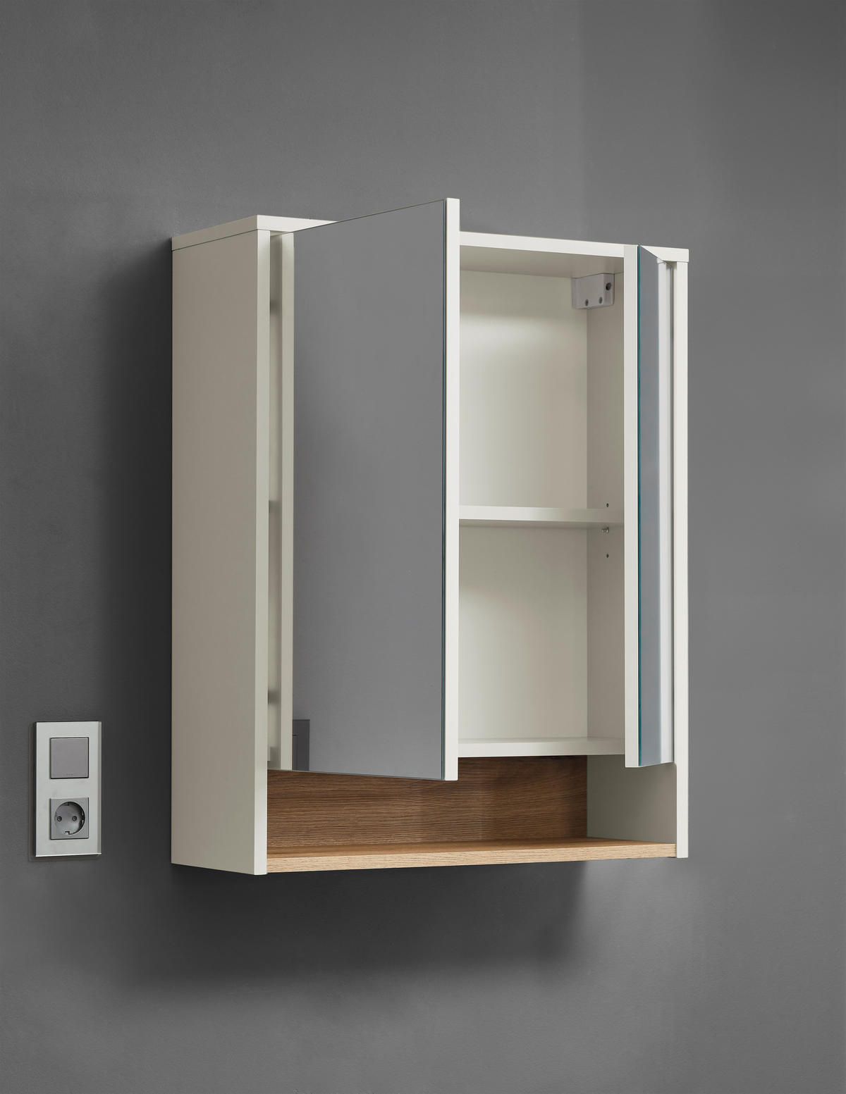 SPIEGELSCHRANK 60/75/22 cm  - Kaschmir/Eichefarben, MODERN, Glas/Holzwerkstoff (60/75/22cm) - MID.YOU